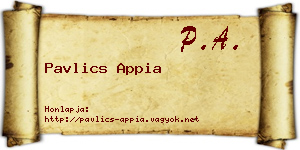 Pavlics Appia névjegykártya